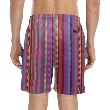 Serape Stripe Print Men's Swim Trunks Beach Shorts
