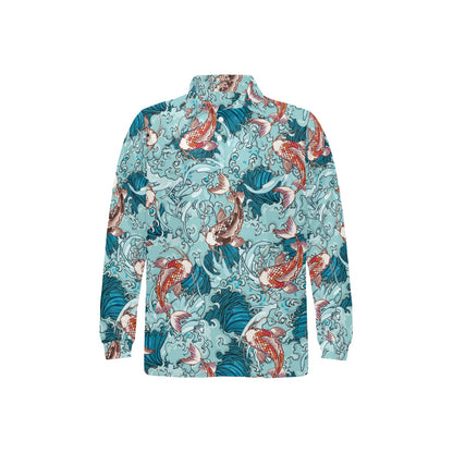 KOI Fish Pattern Print Design 05 Long Sleeve Polo Shirt For Men's