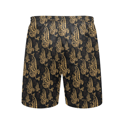 Owl Tribal Polynesian Design Print Men's Swim Trunks Beach Shorts