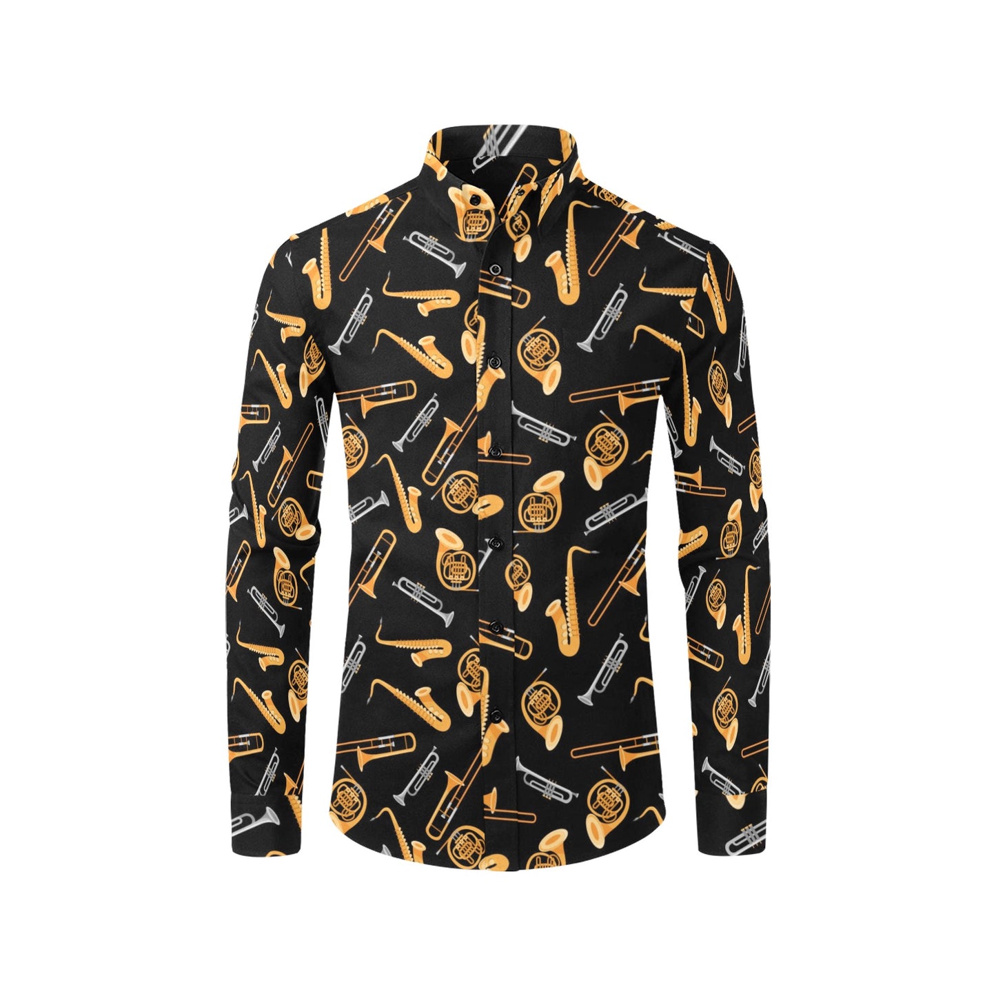 Saxophone Print Design LKS403 Men's Long Sleeve Dress Shirt