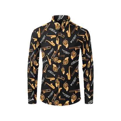 Saxophone Print Design LKS403 Men's Long Sleeve Dress Shirt