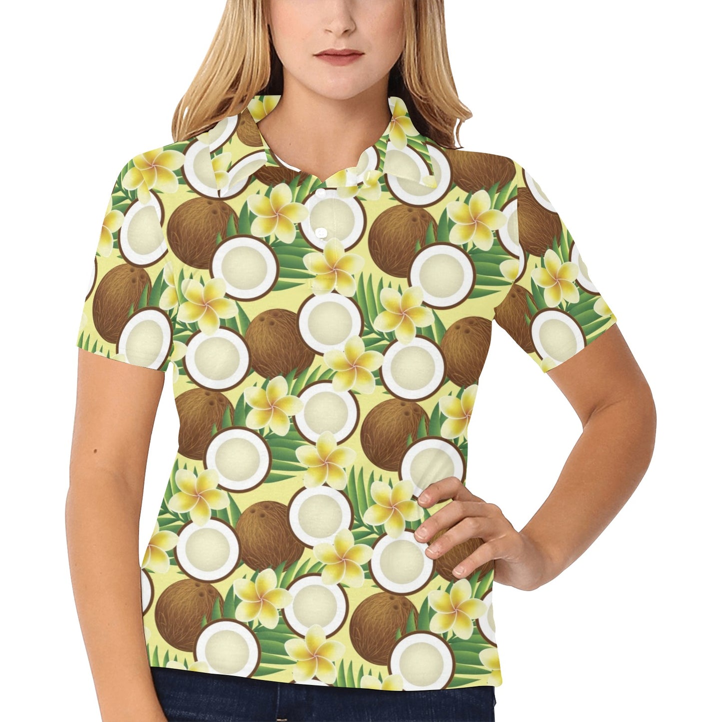 Coconut Pattern Print Design CN02 Women's Polo Shirt
