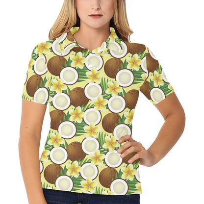 Coconut Pattern Print Design CN02 Women's Polo Shirt