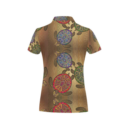 Sea Turtle Tribal Colorful Women's Polo Shirt