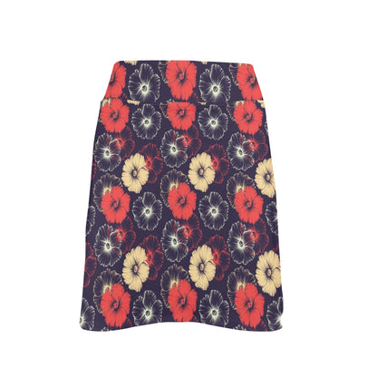 Tropical Flower Print Design LKS302 17" Golf & Pickleball Skort with Pockets