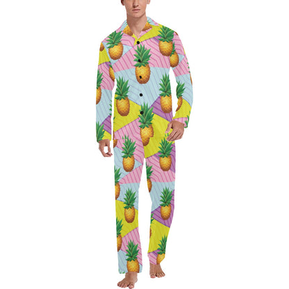 Pineapple Pattern Print Design PP05 Men's Long Pajama Set