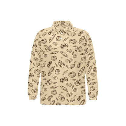 Bread Pattern Print Design 04 Long Sleeve Polo Shirt For Men's
