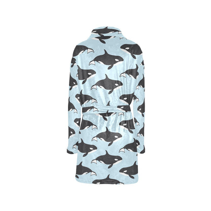 Killer Whale Pattern Print Design 01 Women's Fleece Robe
