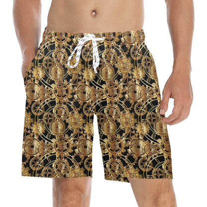 Steampunk Gear Design Themed Print Men's Swim Trunks Beach Shorts