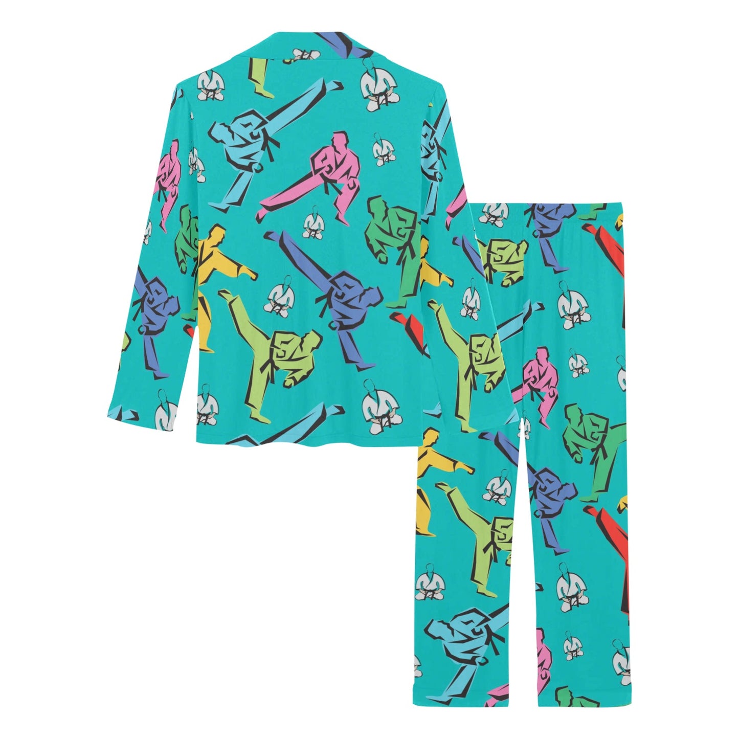 Judo Pattern Print Design 01 Women's Long Pajama Set