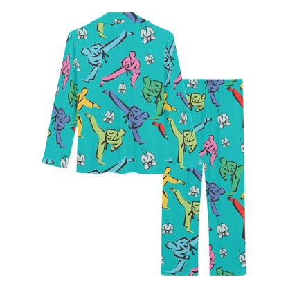 Judo Pattern Print Design 01 Women's Long Pajama Set