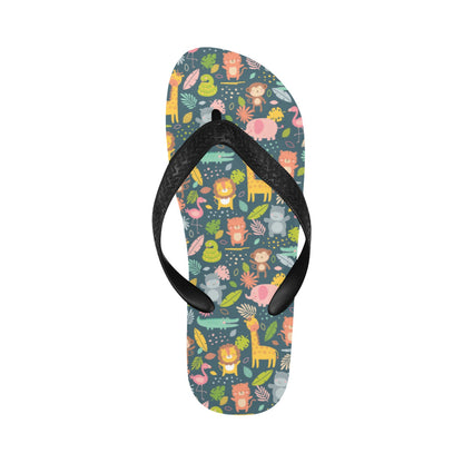Safari Animal Cartoon Print Design LKS305 Flip Flops