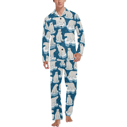 Polar Bear Pattern Print Design PB03 Men's Long Pajama Set