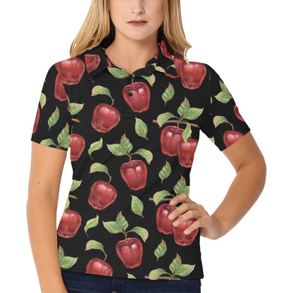 Apple Pattern Print Design AP011 Women's Polo Shirt