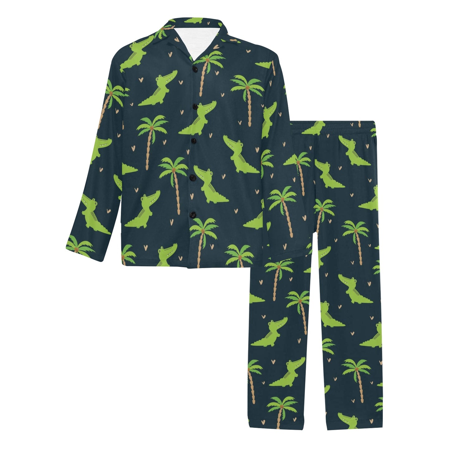 Alligator Pattern Print Design 02 Men's Long Pajama Set