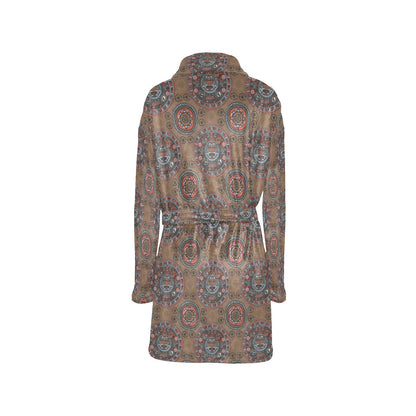Calendar Aztec Pattern Print Design 03 Women's Fleece Robe
