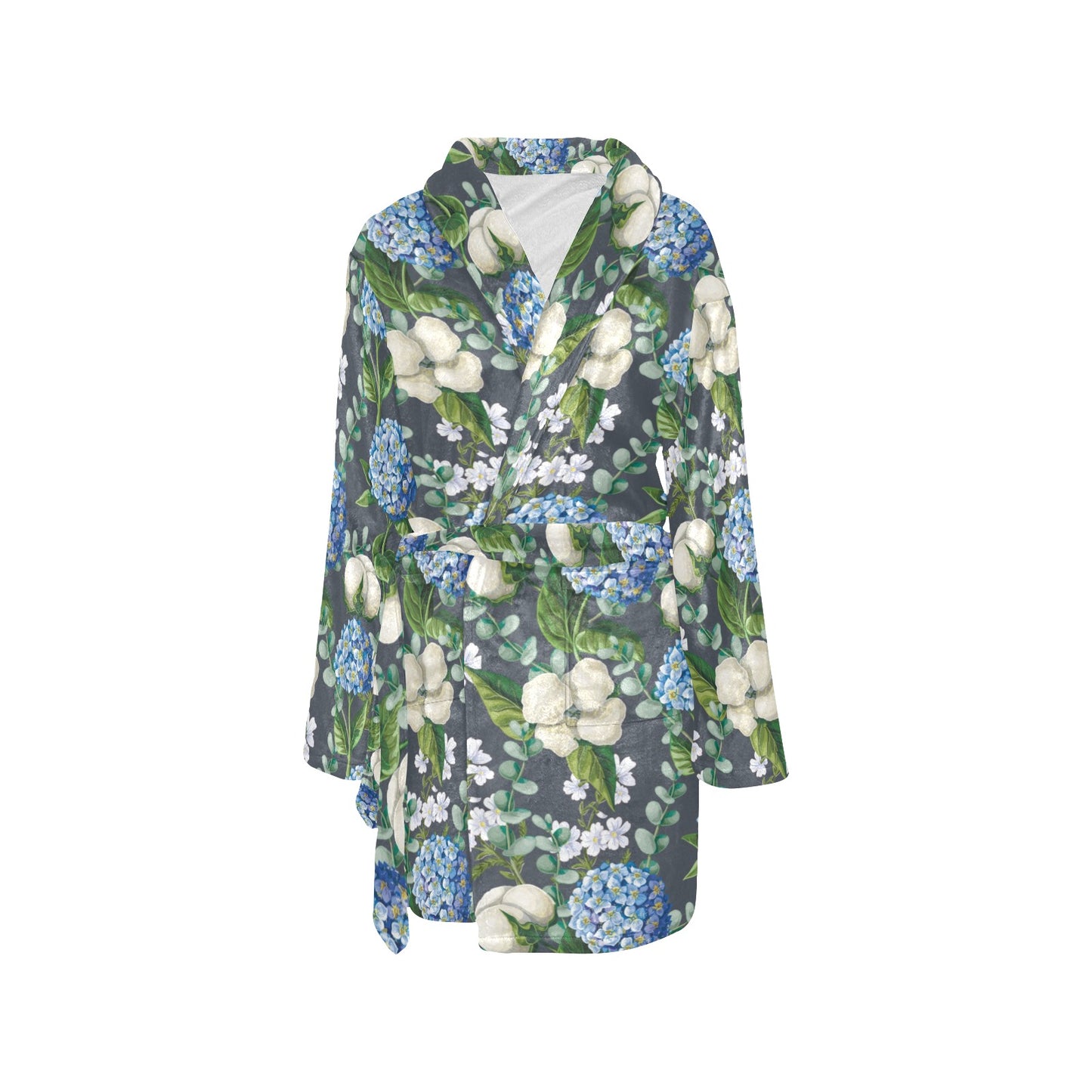 Hydrangea Pattern Print Design 02 Women's Fleece Robe