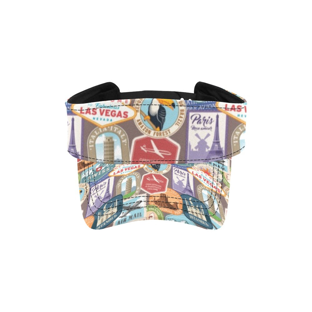 Travel Stamp Print Design LKS301 Unisex Sun Visor