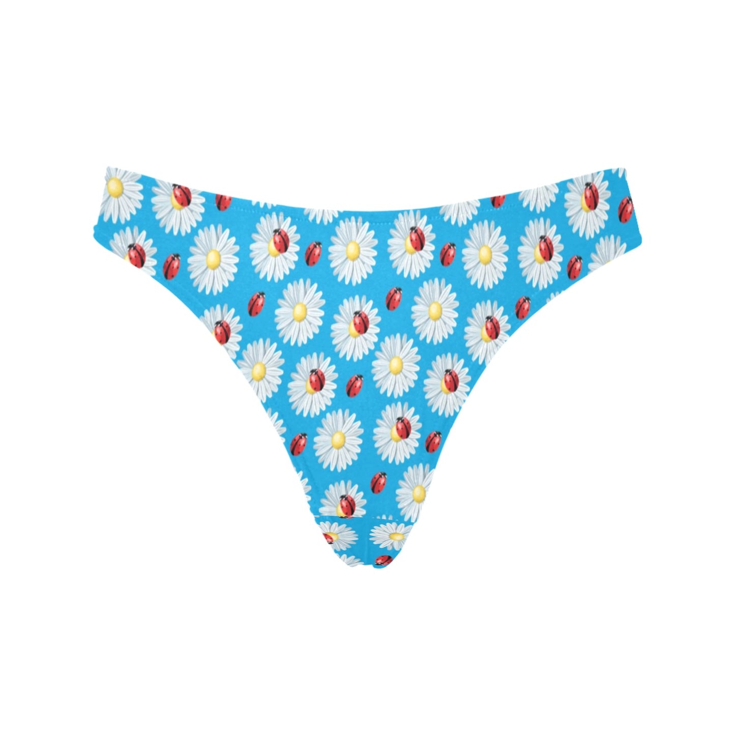 Ladybug with Daisy Themed Print Pattern Women's Thongs