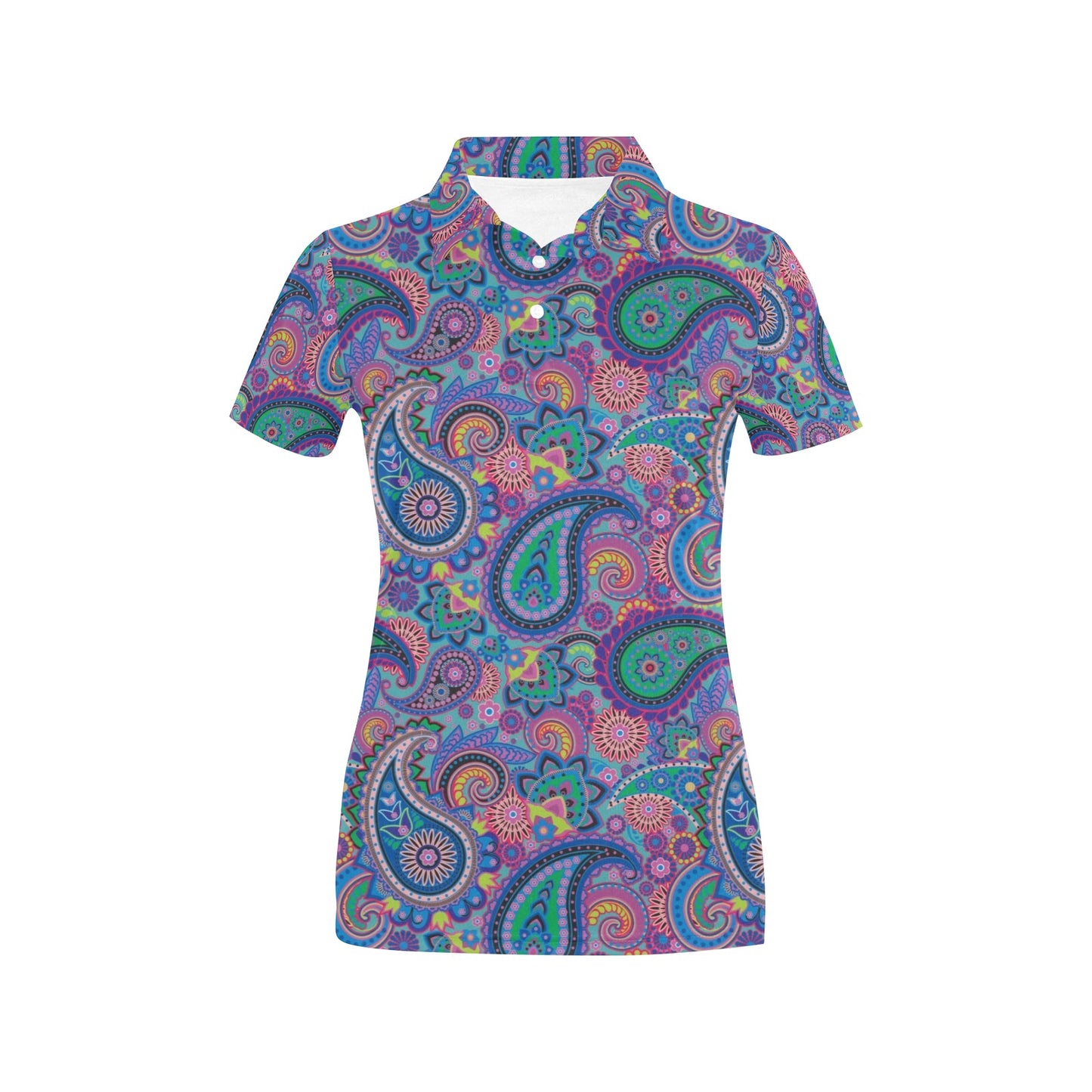 Paisley Colorful Pattern Print Design A02 Women's Polo Shirt