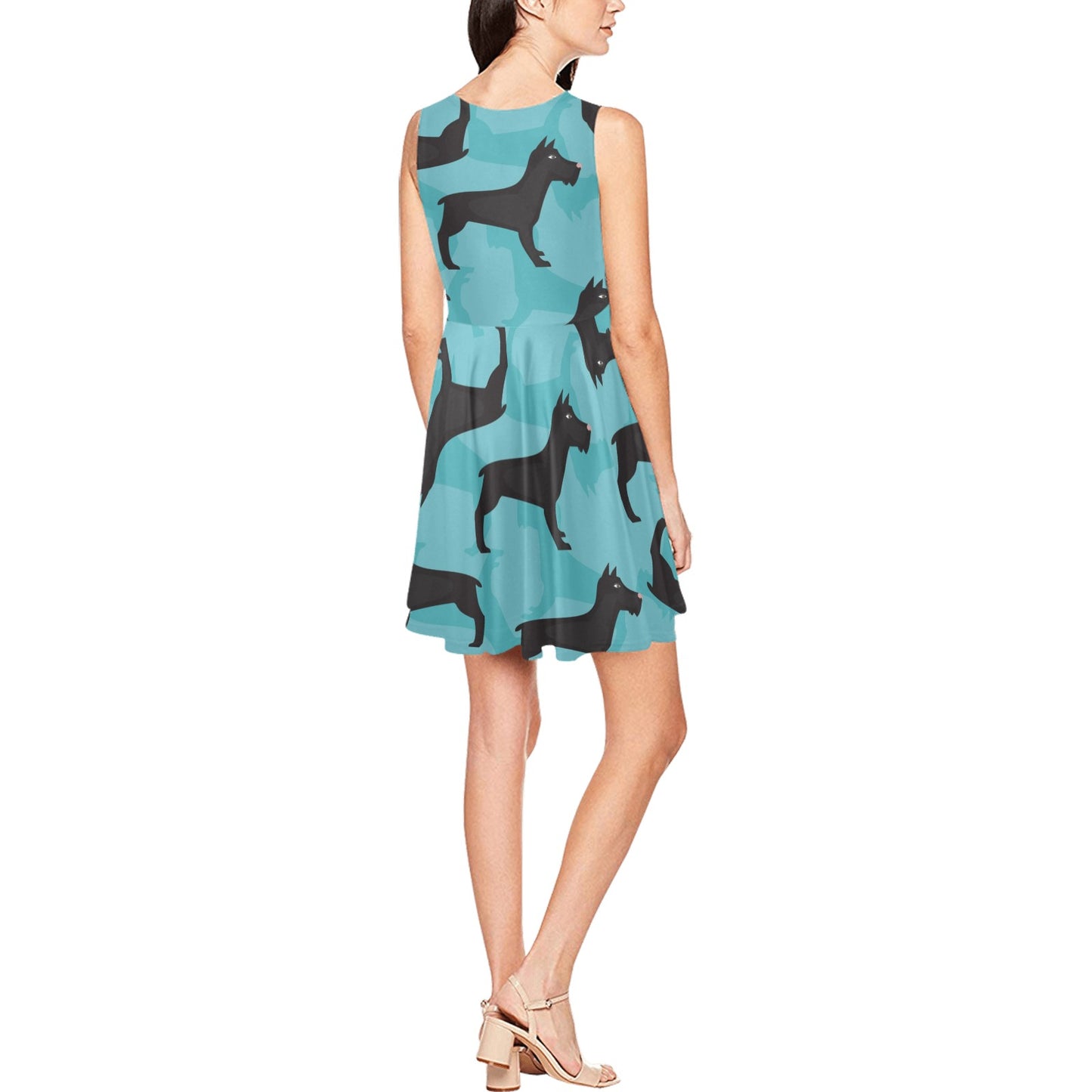 Schnauzers Pattern Print Design A01 Sleeveless Dress