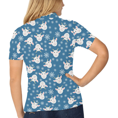 Goat Print Design LKS402 Women's Polo Shirt