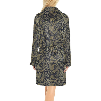 Brocade Pattern Print Design 04 Women's Fleece Robe