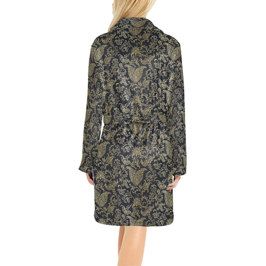 Brocade Pattern Print Design 04 Women's Fleece Robe