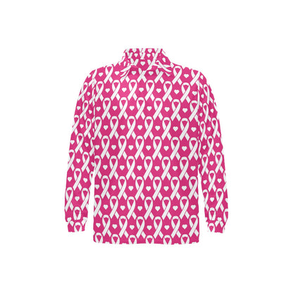 Breast cancer Pattern Print Design 05 Long Sleeve Polo Shirt For Men's