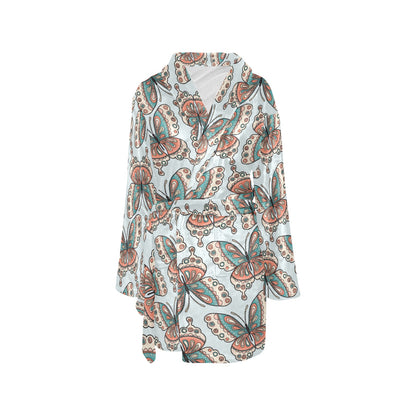 Butterfly Pattern Women's Fleece Robe