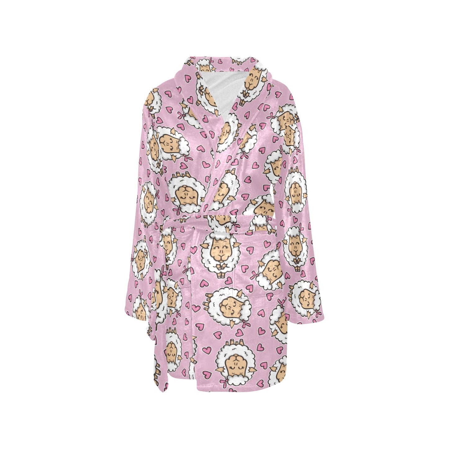 Sheep Cute Pattern Print Design 01 Women's Fleece Robe