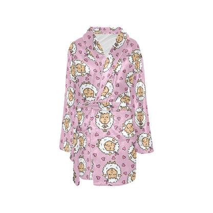 Sheep Cute Pattern Print Design 01 Women's Fleece Robe