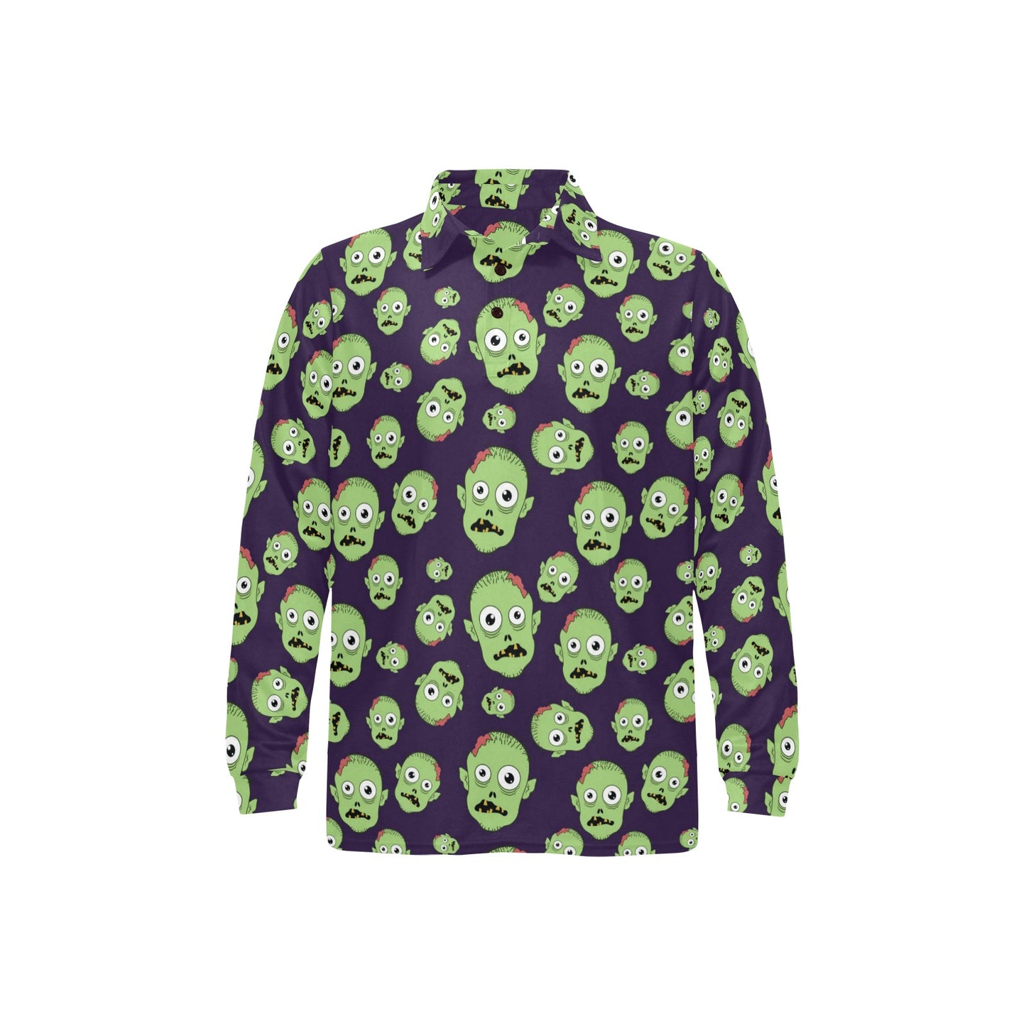 Zombie Print Design LKS303 Long Sleeve Polo Shirt For Men's