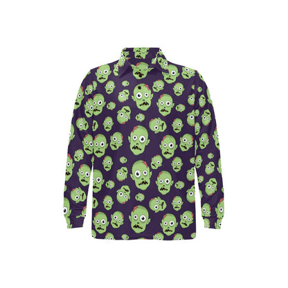 Zombie Print Design LKS303 Long Sleeve Polo Shirt For Men's
