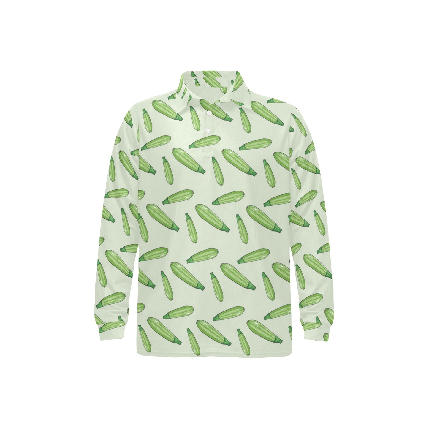 Zucchini Print Design LKS302 Long Sleeve Polo Shirt For Men's