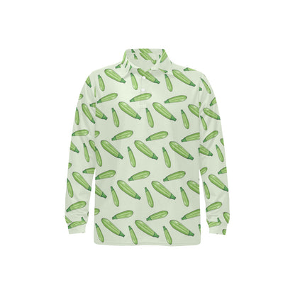 Zucchini Print Design LKS302 Long Sleeve Polo Shirt For Men's