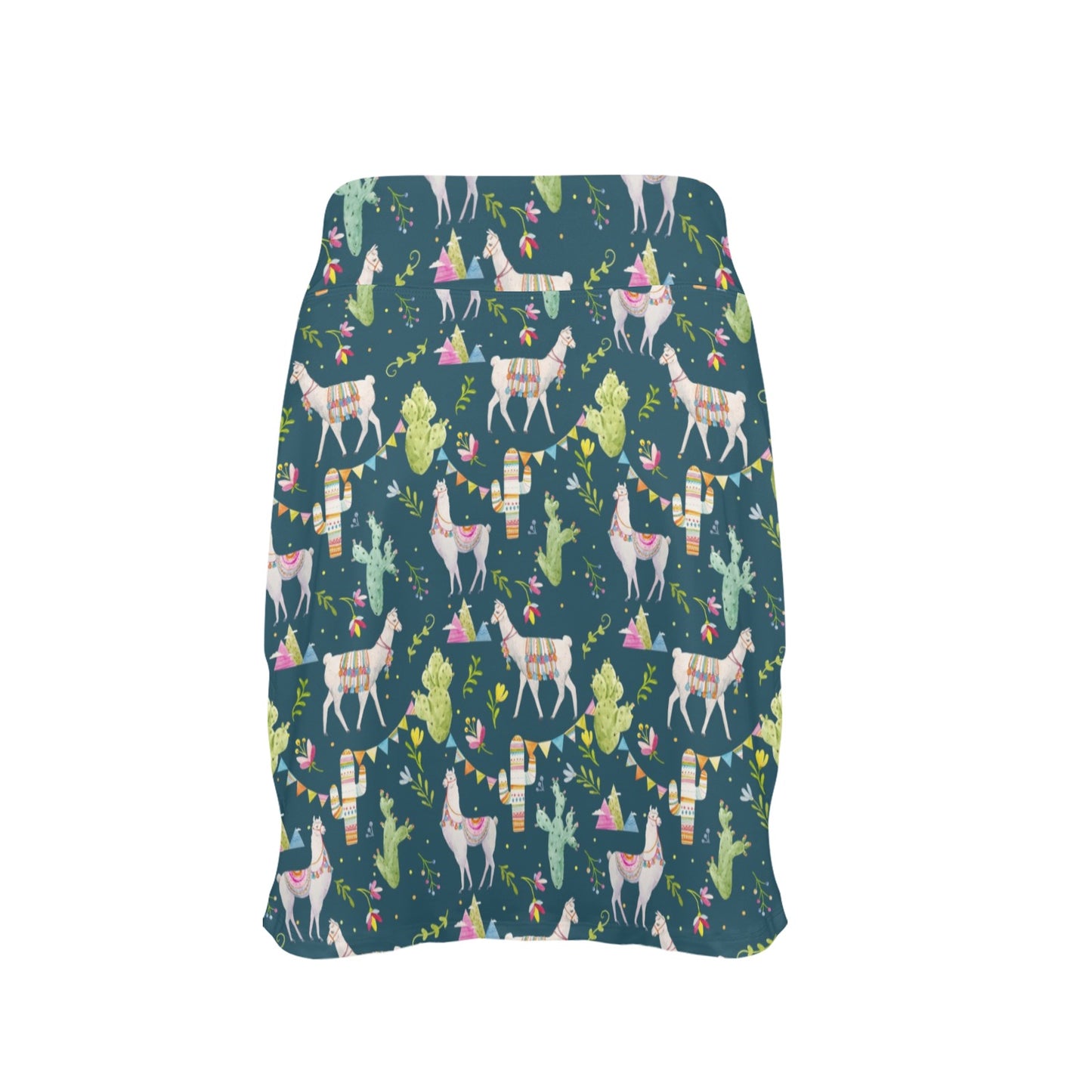 Llama with Cactus Design Print 17" Golf & Pickleball Skort with Pockets