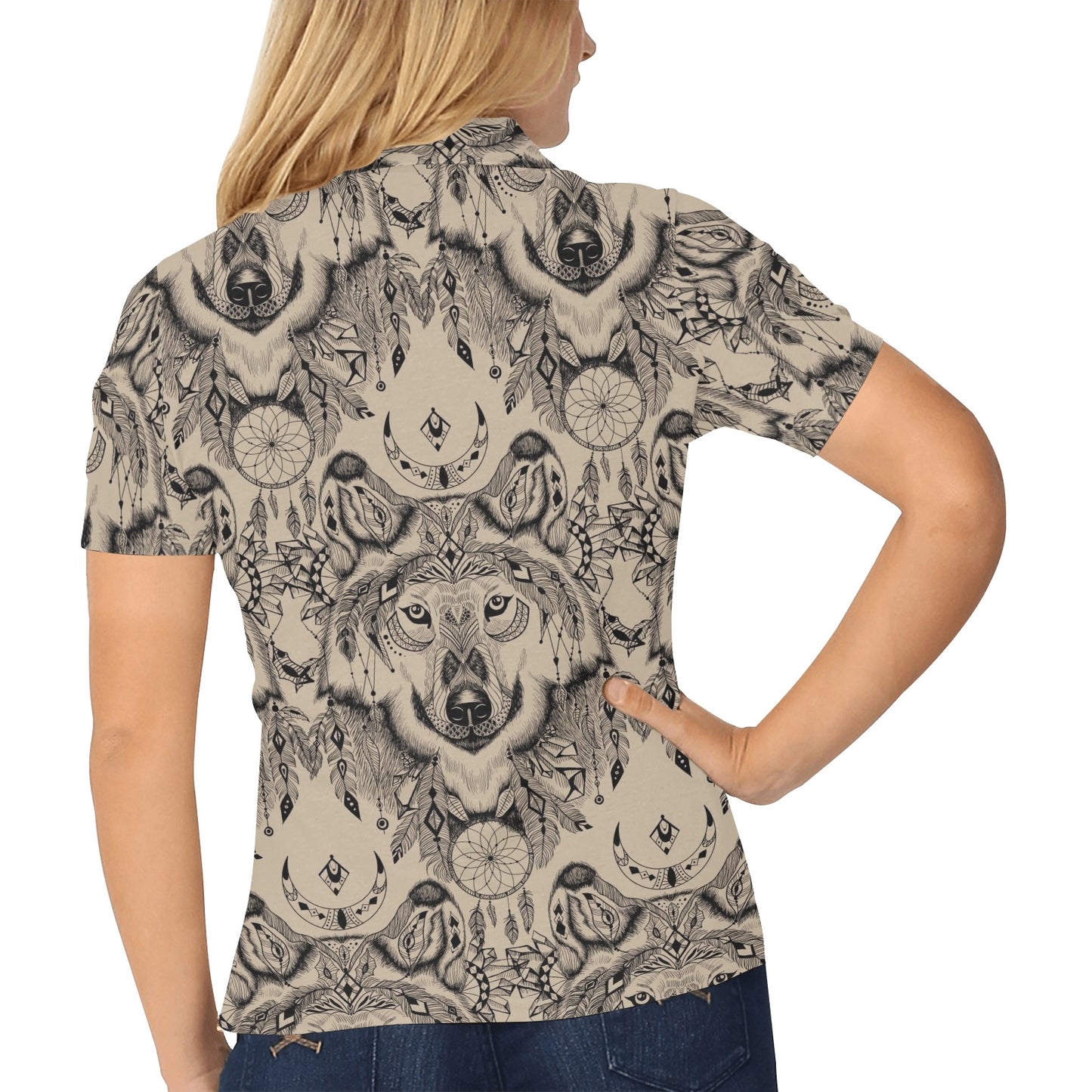 Indian Boho Wolf Women's Polo Shirt