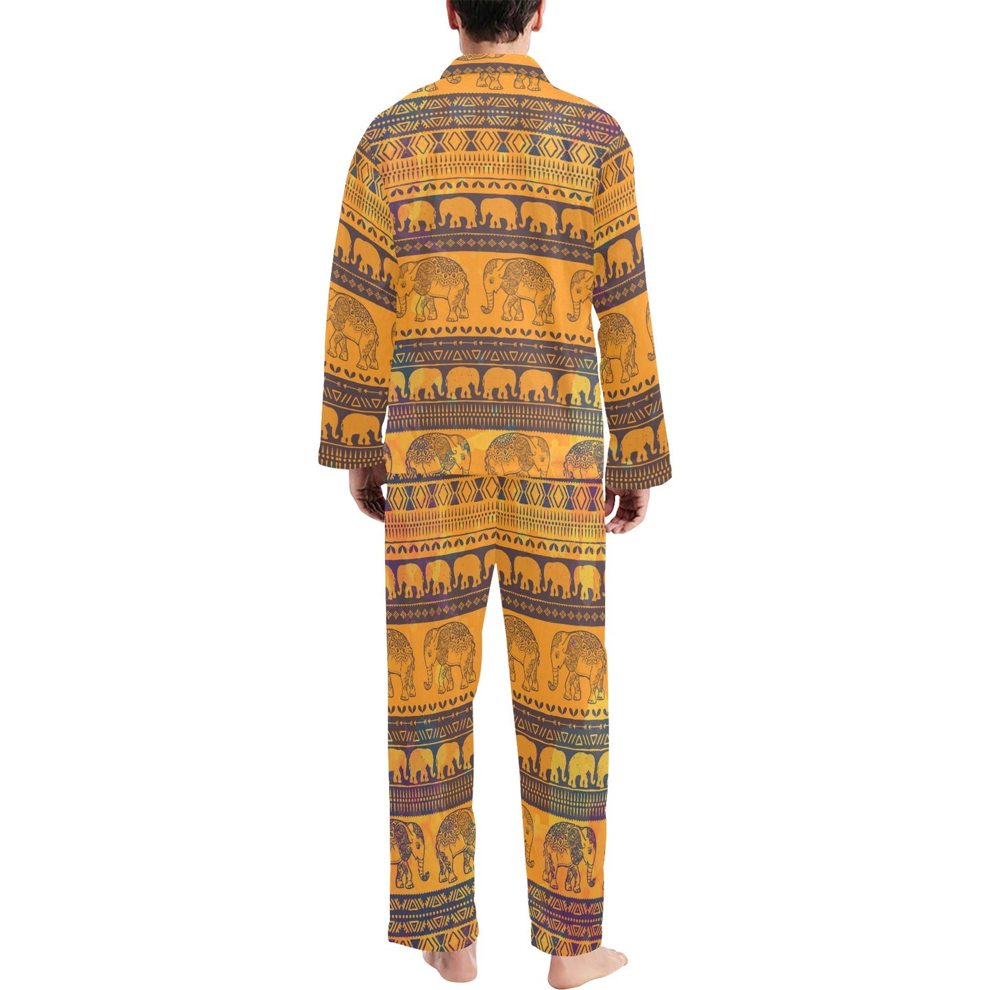 Elephant Aztec Men's Long Pajama Set