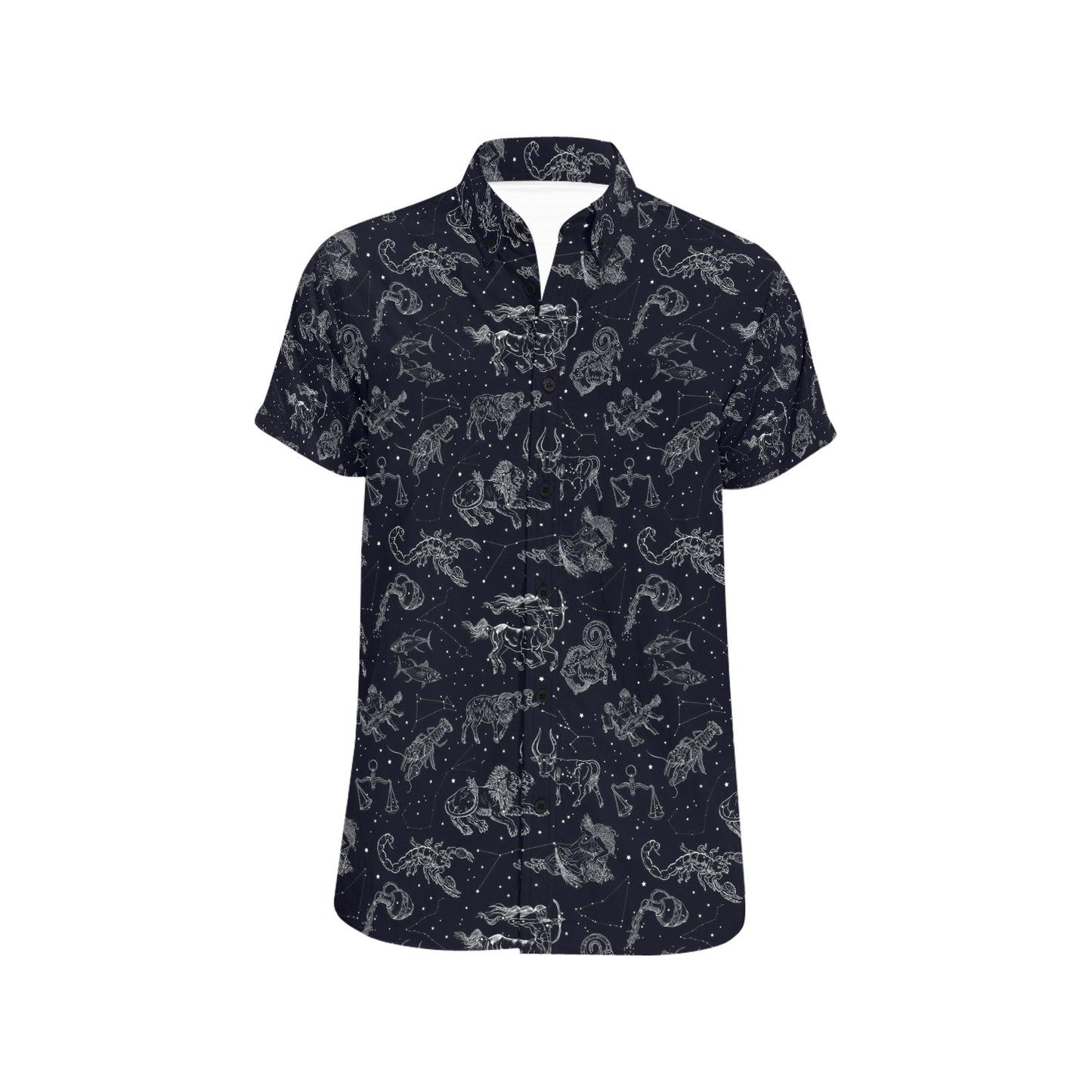 Zodiac Print Design LKS304 Men Short Sleeve Button Up Shirt