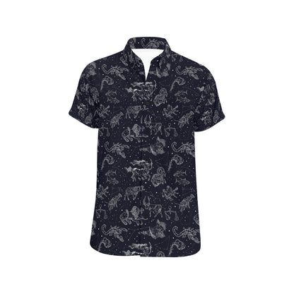 Zodiac Print Design LKS304 Men Short Sleeve Button Up Shirt