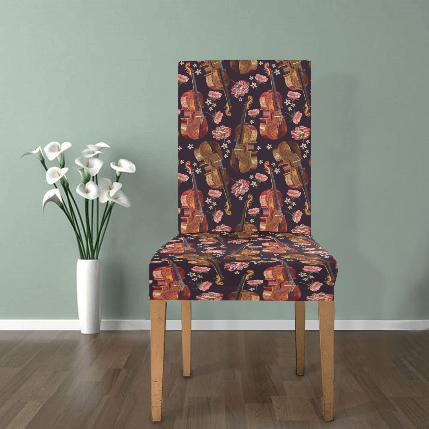 Violin Print Design LKS402 Dining Chair Slipcover