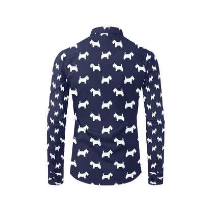 Scottish Terriers Print Design LKS3019 Men's Long Sleeve Dress Shirt