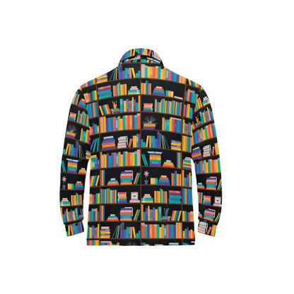 Book Pattern Print Design 05 Long Sleeve Polo Shirt For Men's
