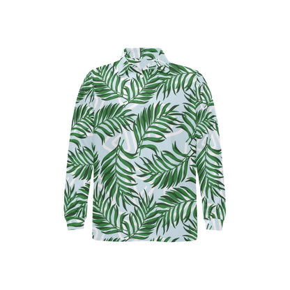 Palm Leaves Pattern Print Design PL06 Long Sleeve Polo Shirt For Men's