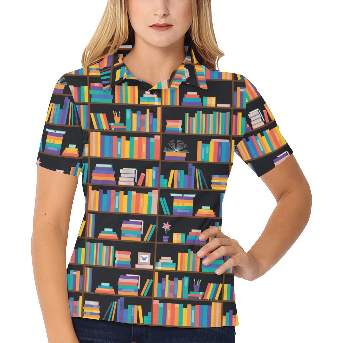 Book Pattern Print Design 05 Women's Polo Shirt