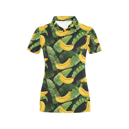 Banana Pattern Print Design BA01 Women's Polo Shirt