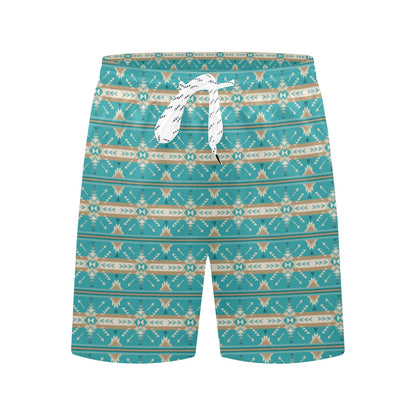 Southwest Native Design Themed Print Men's Swim Trunks Beach Shorts