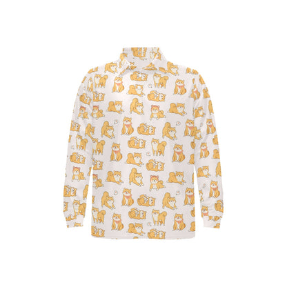 Shiba Inu Print Design LKS308 Long Sleeve Polo Shirt For Men's