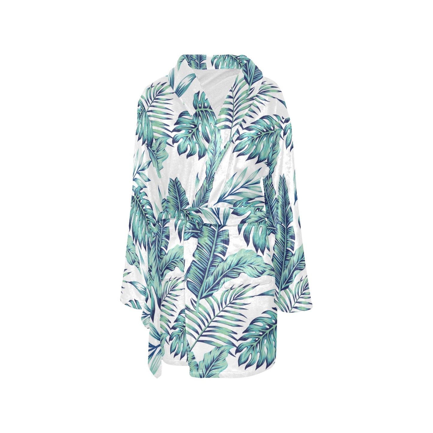 Pattern Tropical Palm Leaves Women's Fleece Robe